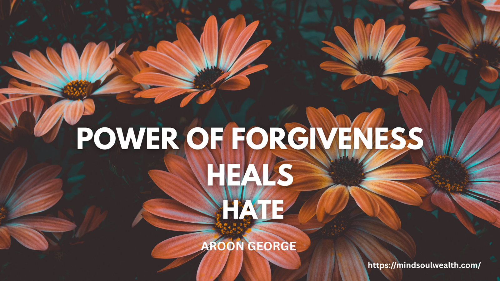 'Power of Forgiveness Heals Hate' by Aroon George, symbolizing love and healing."